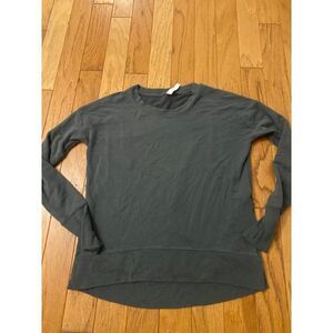 Athleta women's dark grey crew neck pullover with thumb holes sweater size XS